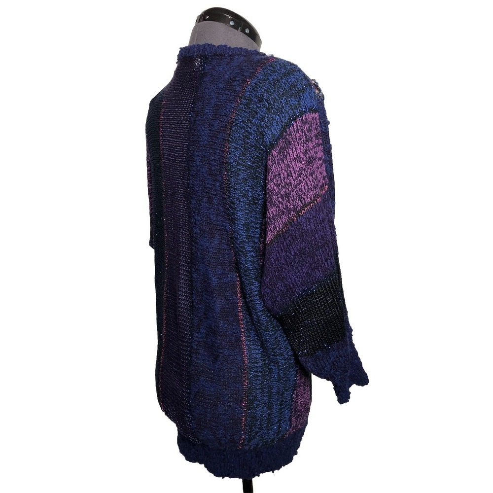 Vtg 80s Funky Statement Sweater Abstract Art Knit Beaded Glam Novelty M B44 - Picture 5 of 9